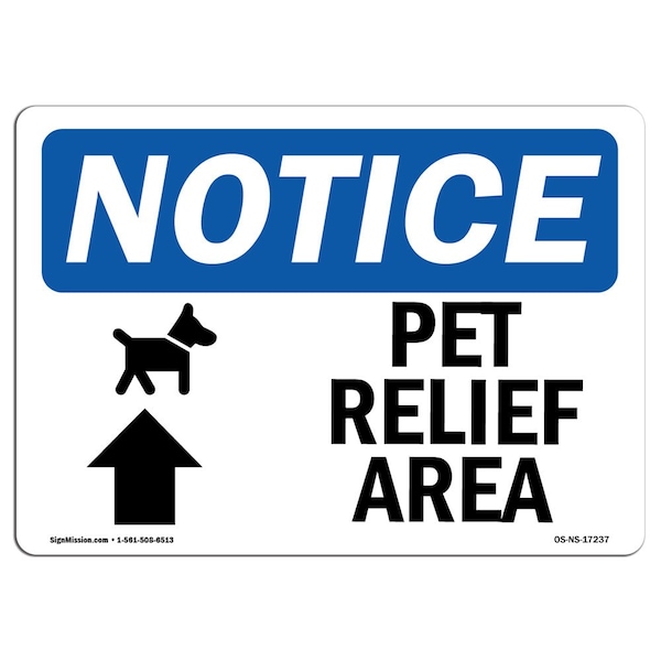 Sign, 3.5" H, Pet Relief Area (Up Arrow) Sign, Landscape, NS-D-35-L-17237-10PK